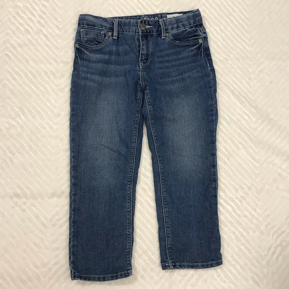 GAP Kids Denim‎ Cropped Jeans Classic Blue size 10 adjustable waist